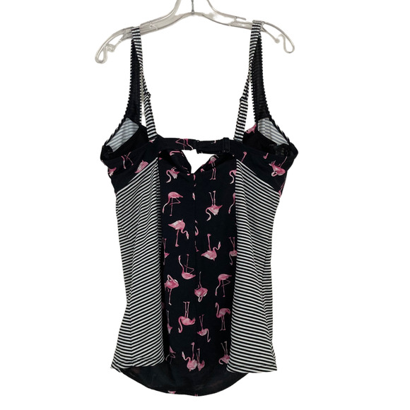 Torrid Black Striped Flamingo Print Tankini Top Sz 3X - Picture 4 of 7